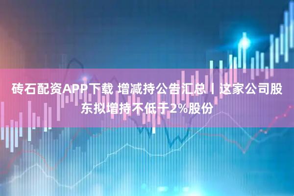 砖石配资APP下载 增减持公告汇总丨这家公司股东拟增持不低于2%股份